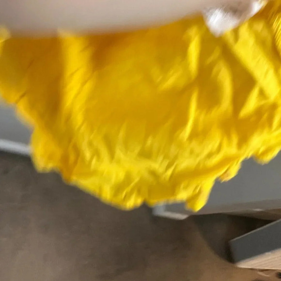 Saylor Adrianne Ruffle-Sleeve Mini Dress Size XS Yellow Stripes Smocked - Picture 8 of 10